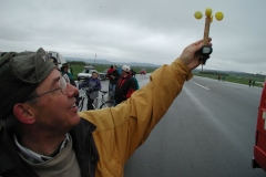 Donaueschingen    /  ein handgemachter Windmesser aus Bambus und Tischtennisbällen